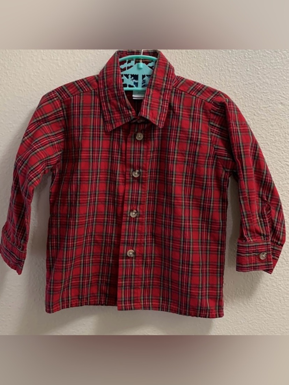 Great Guy Red Plaid Striped Christmas Holiday Button Down Shirt Boy’s Size 2T